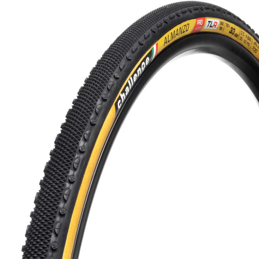 Challenge Almanzo Pro Tire, 700x33C, Folding, Tubeless Ready, Smart, SuperPoly, PPS2, 260TPI, Tanwall