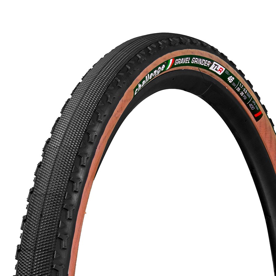 Challenge Gravel Grinder TLR Tire, 650x46C, Folding, Tubeless Ready, Vulcanized, Nylon, 120TPI, Tanwall