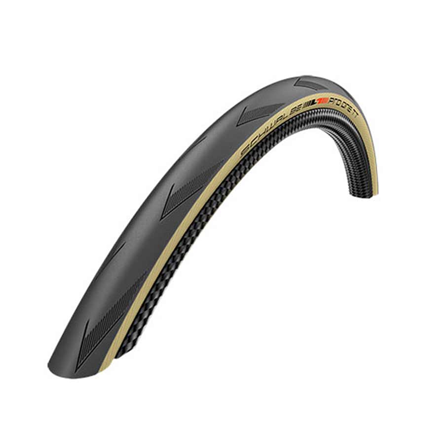 Schwalbe Pro One TT Tire, 700x25C, Folding, Tubeless Ready, Addix Race, 127TPI, Tanwall