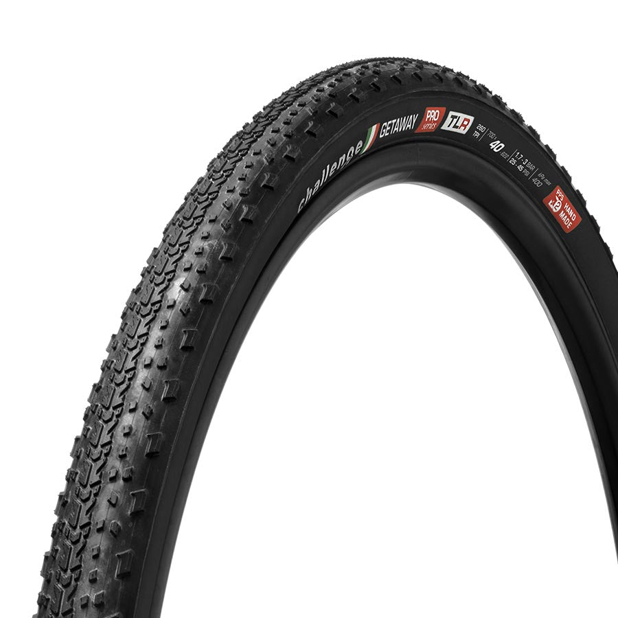 Challenge Getaway Pro TLR Tire, 700x40C, Folding, Tubeless Ready, Natural, SuperPoly, PPS, 260TPI, Black