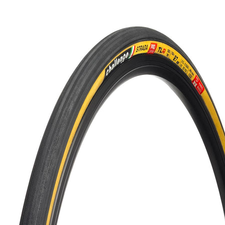 Challenge Strada Pro TLR Road Tire, 700x27C, Folding, Tubeless Ready, Natural, SuperPoly, PPS, 300TPI, Tanwall