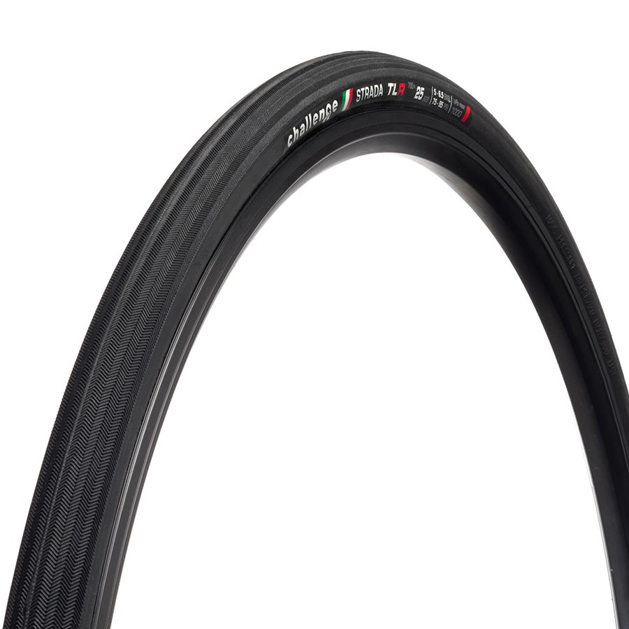 Challenge Strada Race TLR Tire, 700x25C, Folding, Tubeless Ready, Vulcanized, Nylon, 120TPI, Black