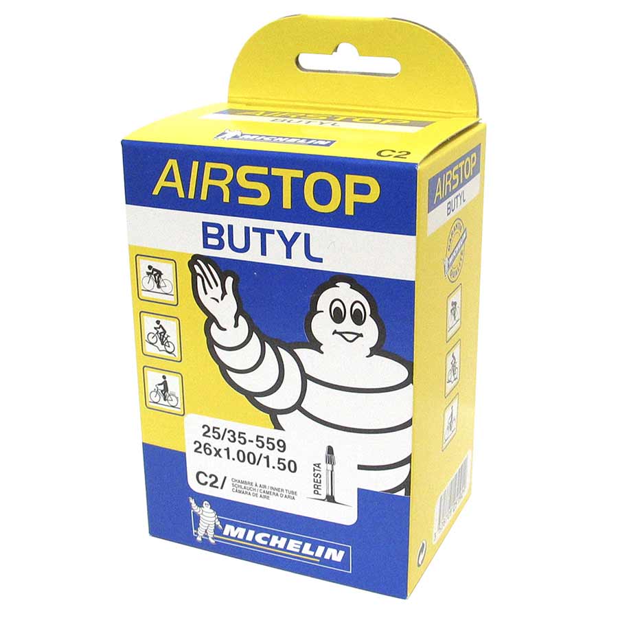 Michelin Airstop Butyl Tubes, Presta, 52mm, 700x18-25C