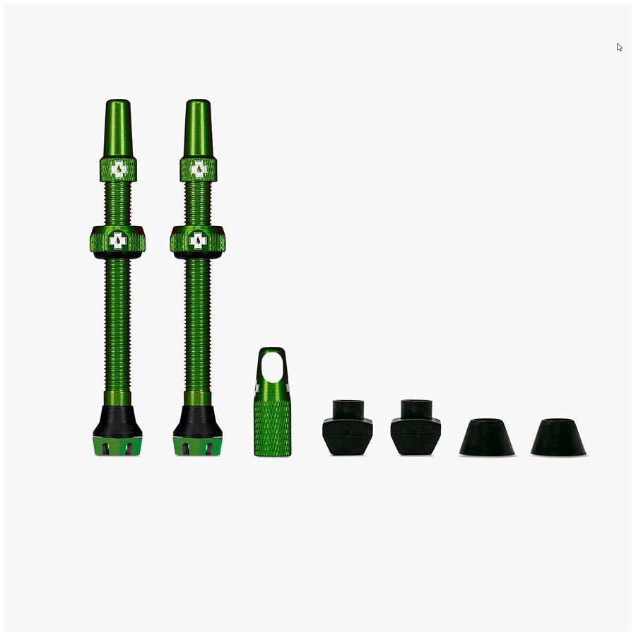 Muc-Off, Tubeless Valve V2, Tubeless Valve, Presta, 80mm, Green, Pair