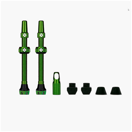 Muc-Off, Tubeless Valve V2, Tubeless Valve, Presta, 80mm, Green, Pair