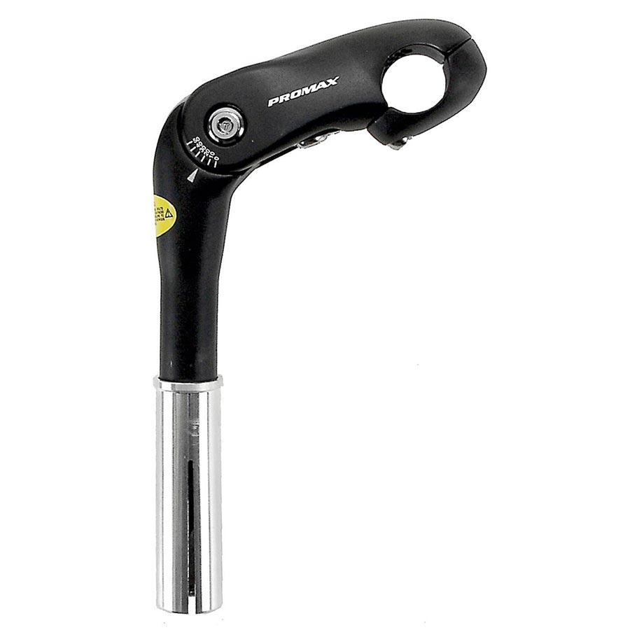 Promax 85mm 1 1/8 Adj OEM Black Stem, Diameter: 25.4mm, Length: 85mm, Steerer: 22.2mm with 25.4mm adapter, Black