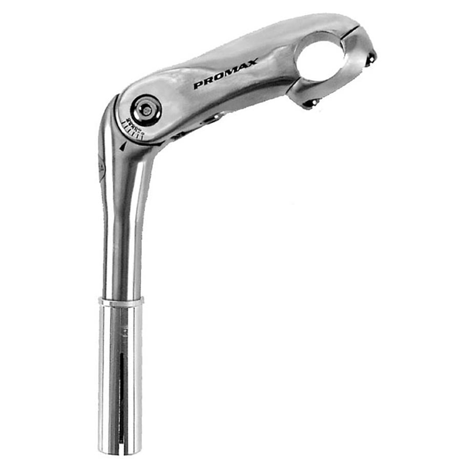 Promax 105mm 1 1/8 Adj OEM Silver Stem, Diameter: 25.4mm, Length: 105mm, Steerer: 22.2mm with 25.4mm adapter, Silver