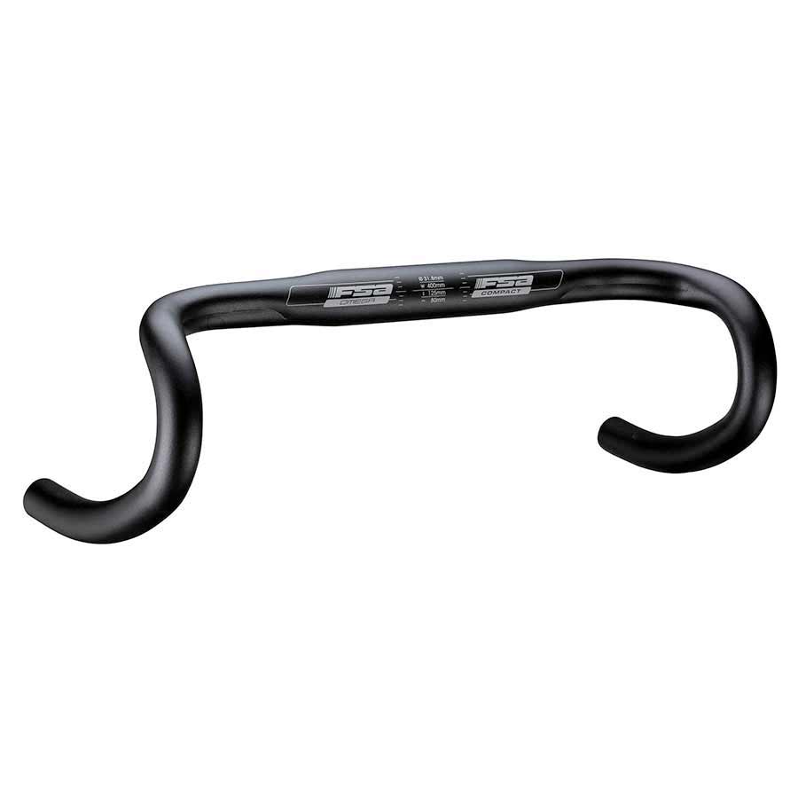 FSA Omega Compact Road Handlebar380mm, Reach:80mm, Drop:125mm, Black 