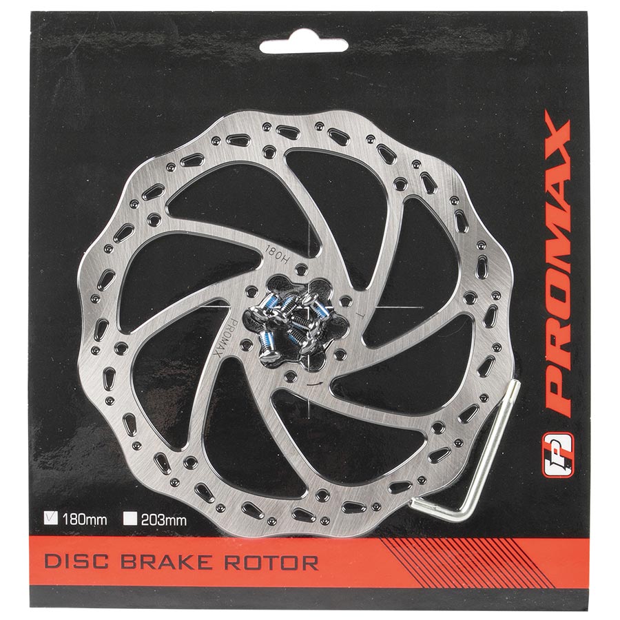 Promax BD-180 Disc Brake Rotor, 180mm, ISO 6B, Blister Pack