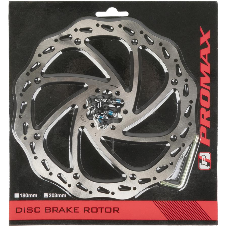 Promax BD-203 Disc Brake Rotor, 203mm, ISO 6B, Blister Pack