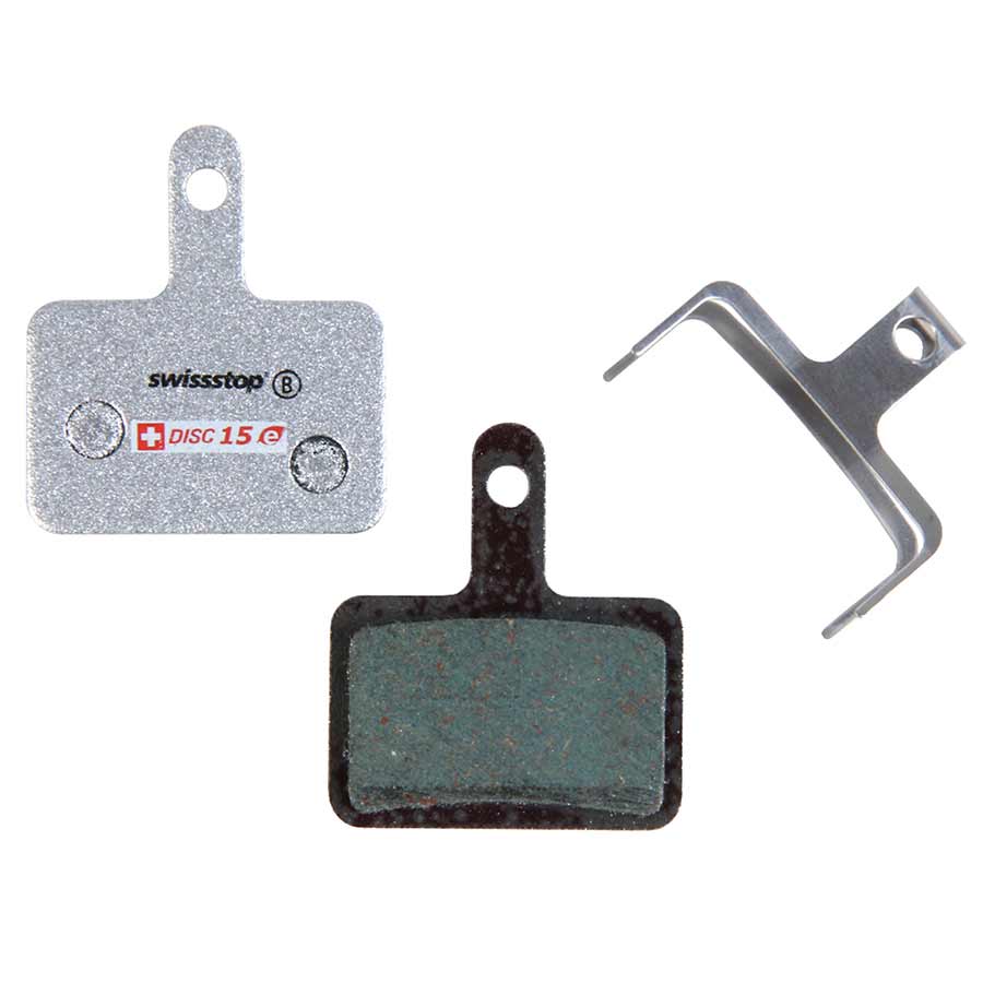 15 E, SwissStop Disc E Brake Pads, Shape: Deore BR-MT410, M375/485/486/515525/575/615, Auriga, Hylex, Spyre, Orion, Organic, Pair