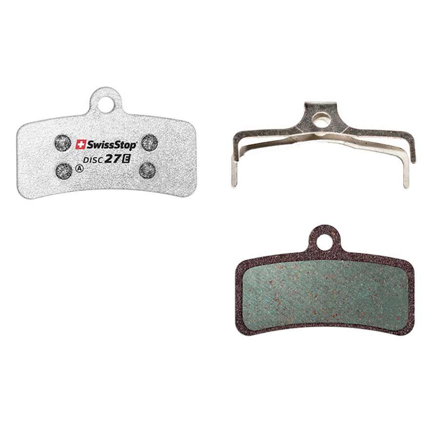 27 E, SwissStop Disc E Brake Pads, Shape: XTR 9120/8120/8020, SLX 7120, Saint 820, TRP Slate T4, Quadiem, BR-M9120, BR-M8020, BR-M810, BR-M640, BR-MT520, Organic, Pair