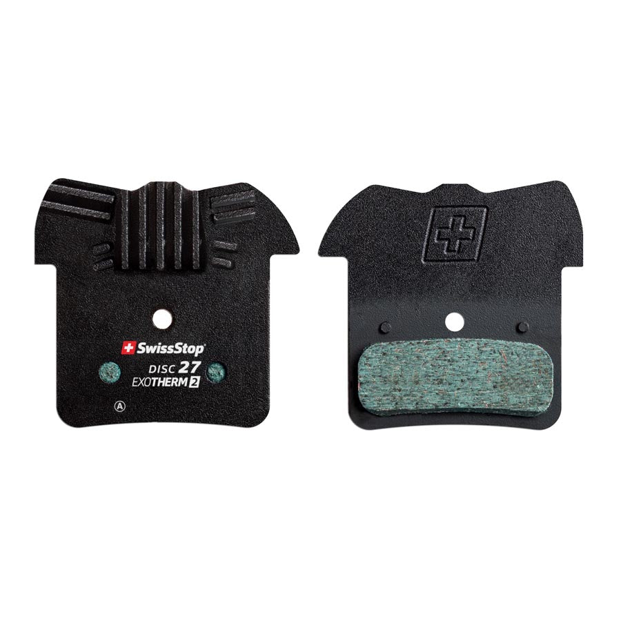 27, SwissStop Exotherm2 Brake Pads, Shape: Shimano D-Type/H-Type, XTR-M9120, XT-M8120, SLX M7120, SAINT 820, DEORE M6102, Organic, Pair