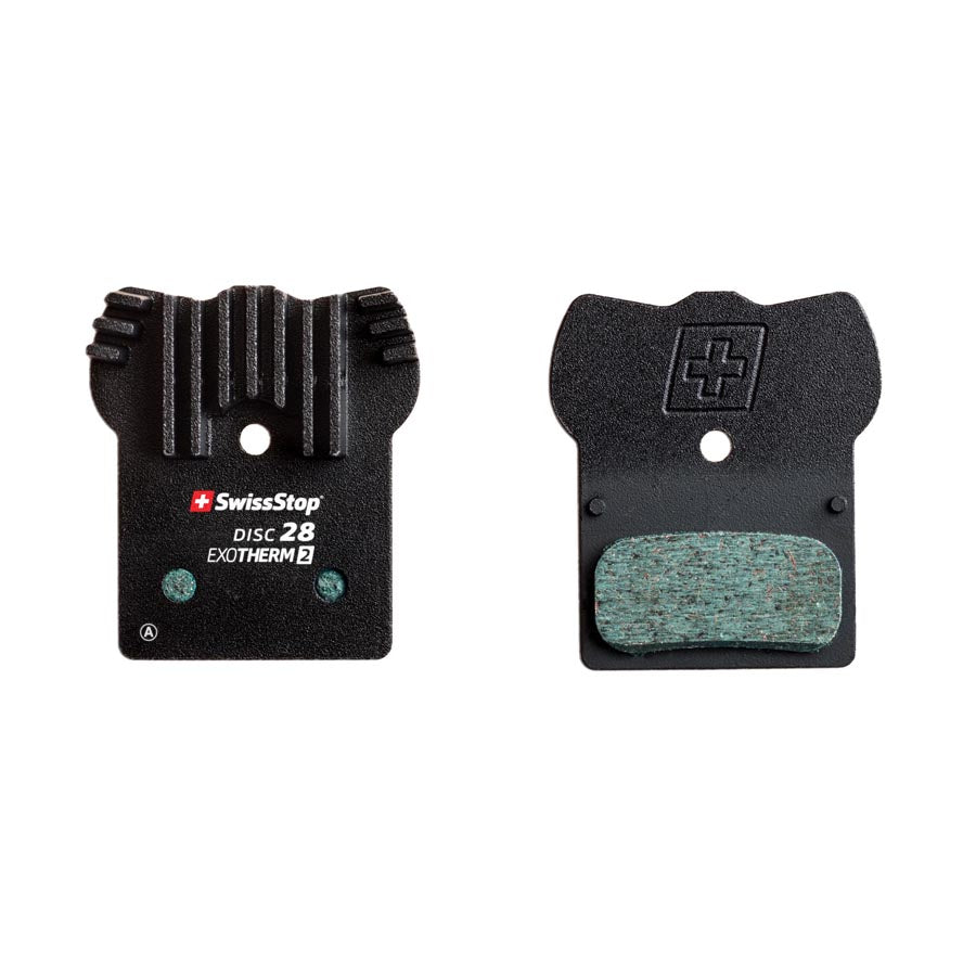 28, SwissStop Exotherm2 Brake Pads, Shape: Shimano G-Type/F-Type/J-Type, XTR BR-M9000, XT BR-M8100,  SLX BR-M7100, DEORE BR-M615, Organic, Pair