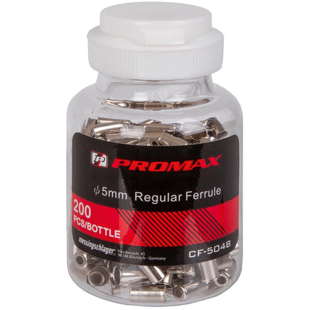 Promax, CF-504B, Brake Housing Ferrules, 5mm, Silver, Bottle of 200