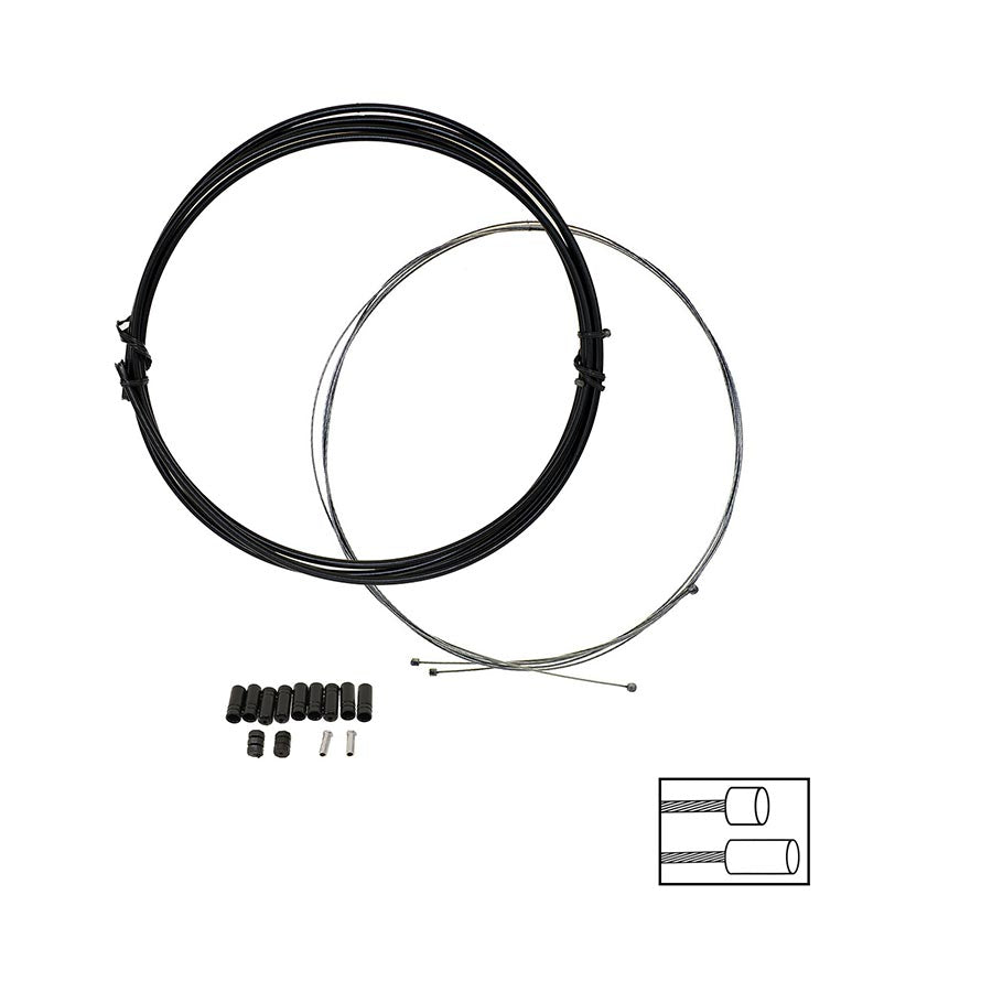 Promax 1.1mm Cable&Housing, 1.1mm Stainless Steel Cable, 4mm housing, Black, Campagnolo, Shimano/SRAM, Set