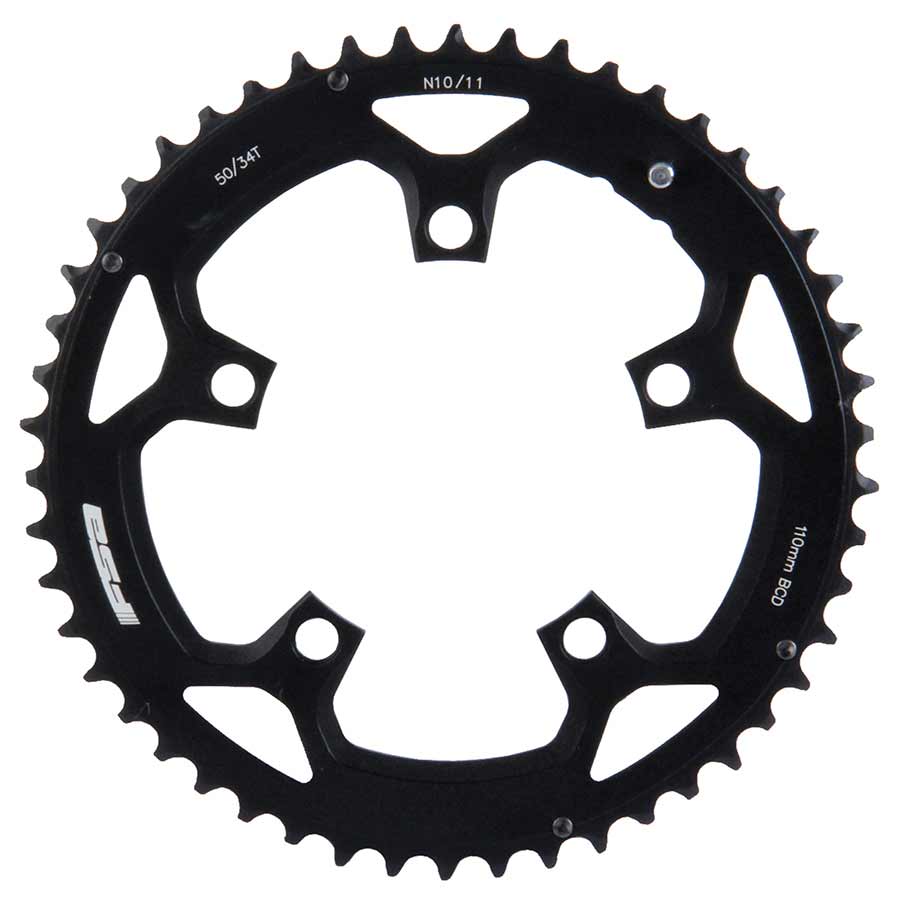 FSA Pro Road 46T Chainring, 10/11sp., BCD: 110mm, 5 Bolts, Pro Road, Outer Chainring, For Double, Aluminum, Black, 371-0246D