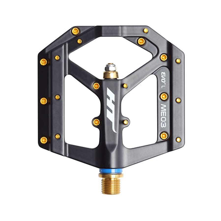 HT Components ME03T EVO+ MAG Platform Pedals, Body: Magnesium, Spindle: Titanium, 9/16'', Black, Pair