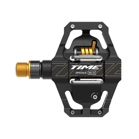 TIME Speciale 12 Small B1 Clipless MTB Pedals, Body: Aluminum, Spindle: Titanium, 9/16'', Black Gold, Pair