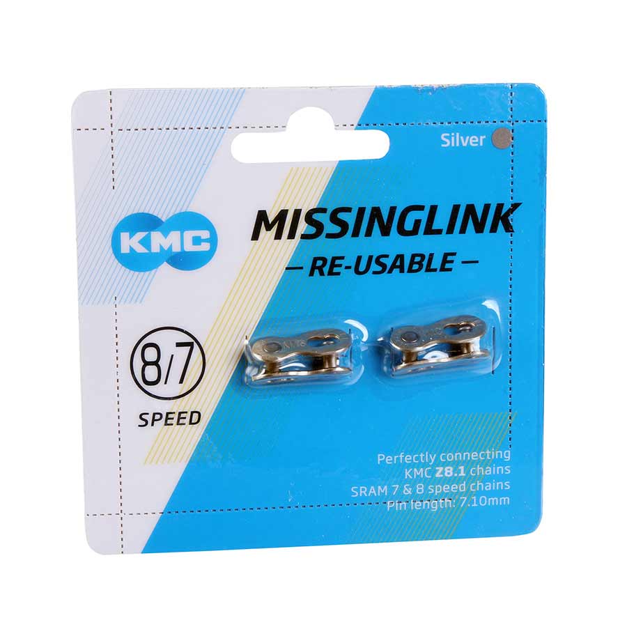 KMC MissingLink Silver ReUsable, 6/7/8 Speed, 7.1mm, Reusable, 2pcs