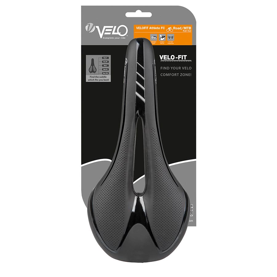 Velo, Fit Athlete FC, Saddle, 286 x 134mm, 248g, Black