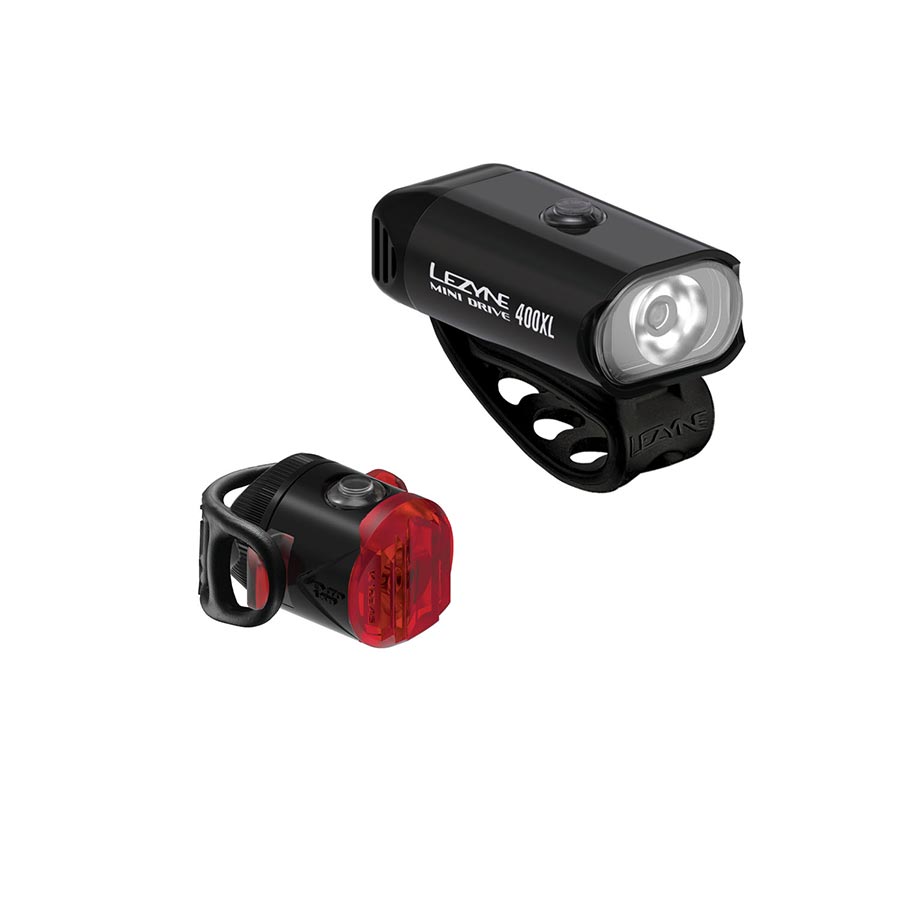 Lezyne Mini Drive 400XL / Femto USB, Light, Front and Rear, Black, Set