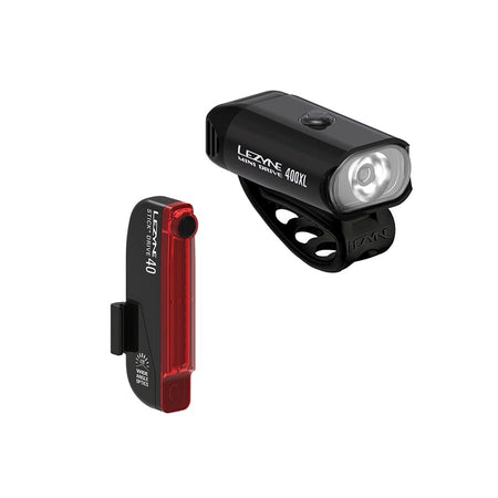 Lezyne Mini Drive 400XL / Stick+ Drive, Light, Front and Rear, Black, Set