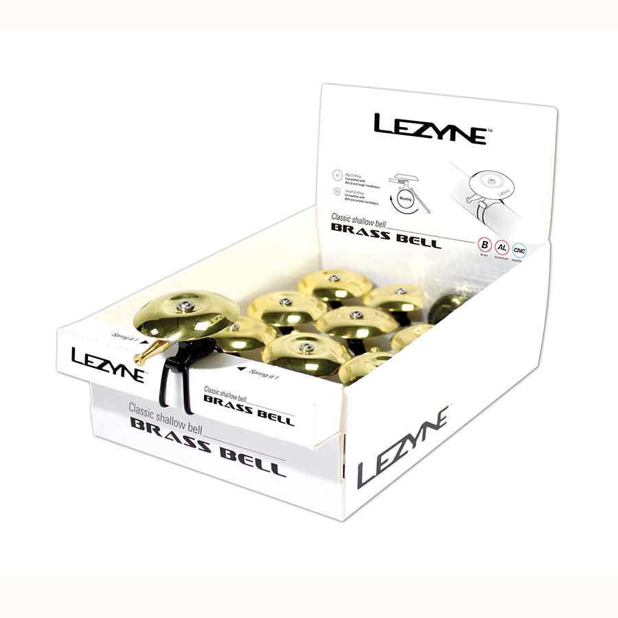 Lezyne Classic Shallow Brass Bell, Brass/Black, 11pcs