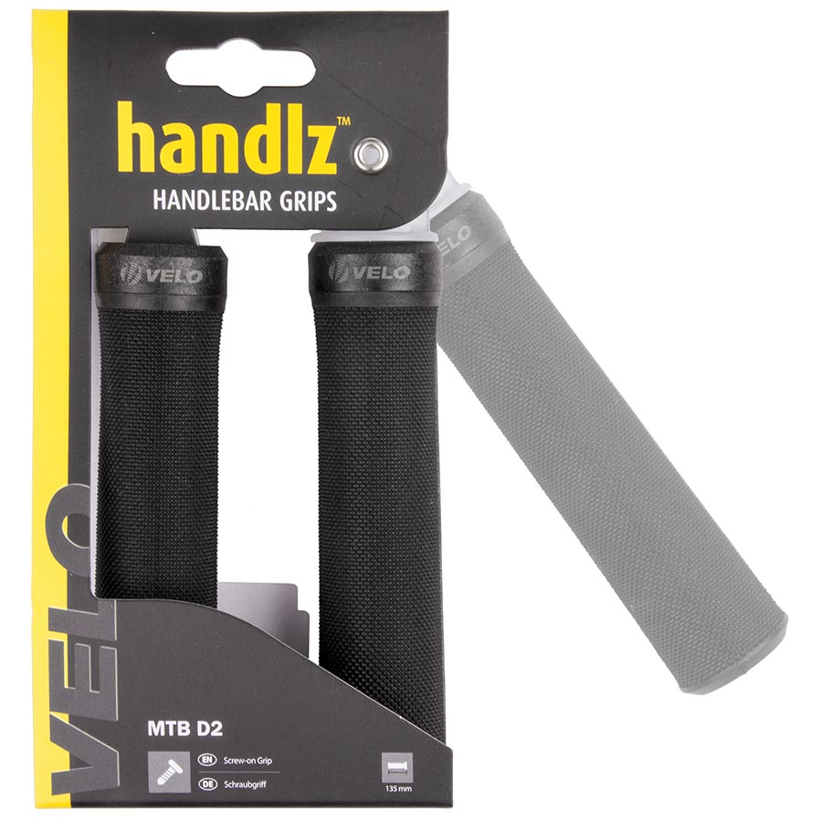 Velo, Handlz MTB D2, Grips, 135mm, Black