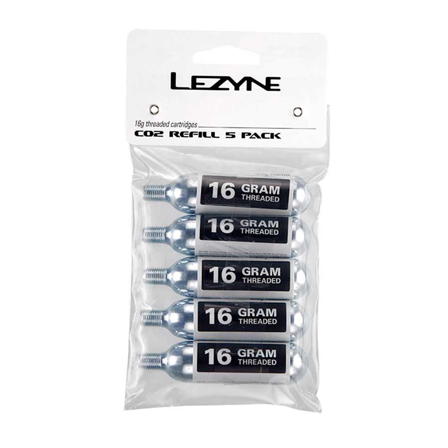 Lezyne CO2 Cartridge, CO² Cartridges, Threaded, 16g, 5 units