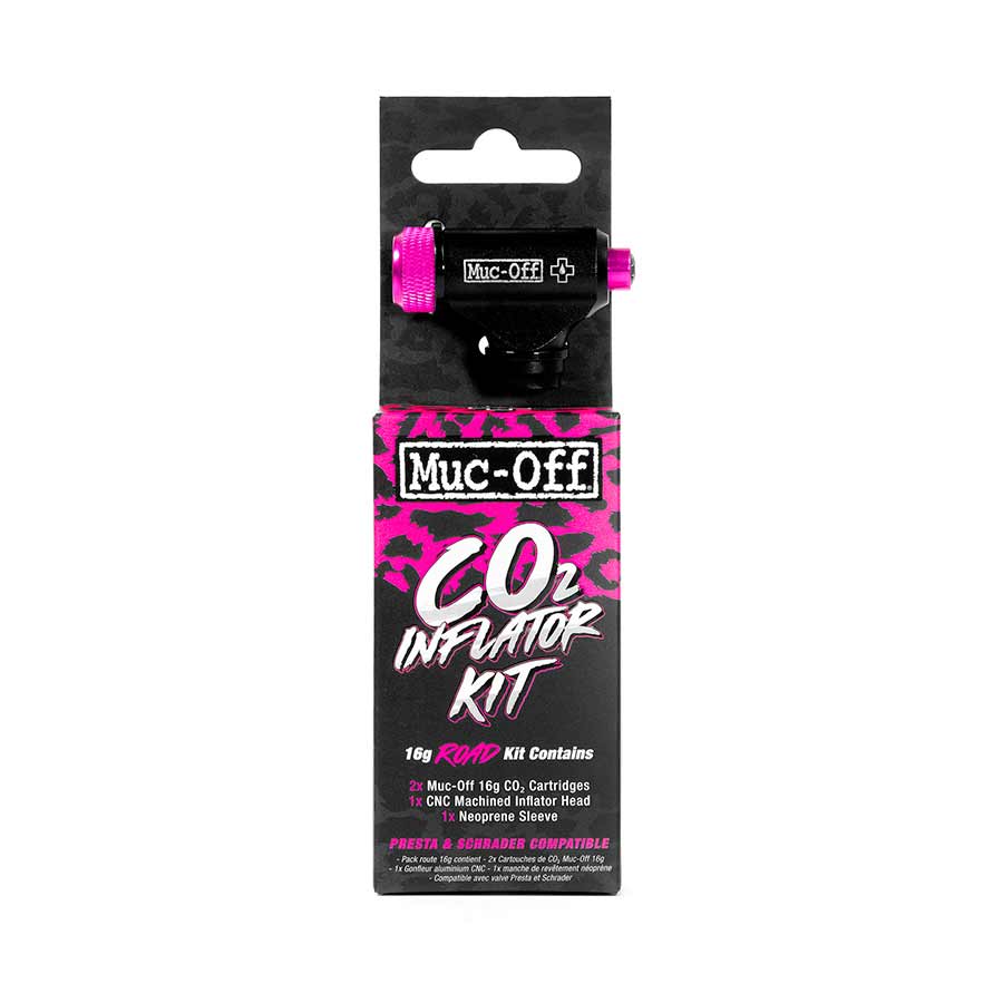 Muc-Off CO2 Inflator 16g Road Kit, Threaded, Presta, Schrader, Kit