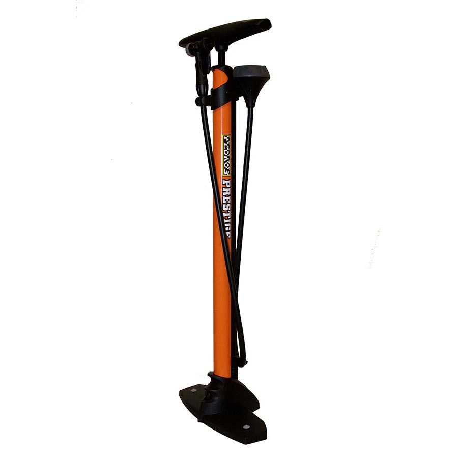 Pedros Prestige Floor Pump, Dual Valve Head, 160psi, Orange