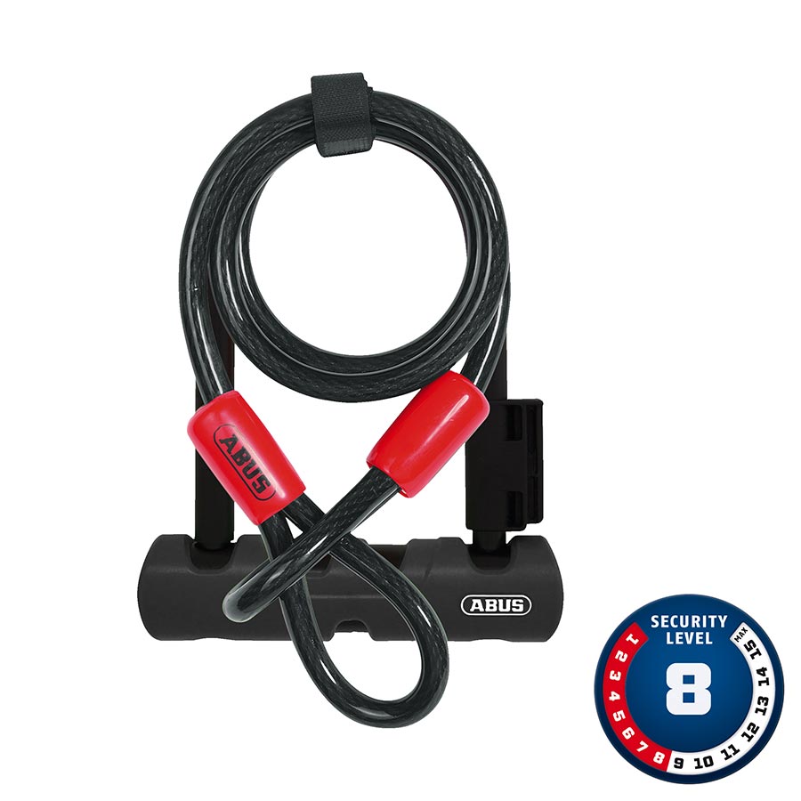 Abus Ultra 410 Mini + Cobra Loop Lock, 14.0cm x 15.0cm, 5.5'' x 5.9'', SH34, Black; Cable, 10mm, 120cm, 4'