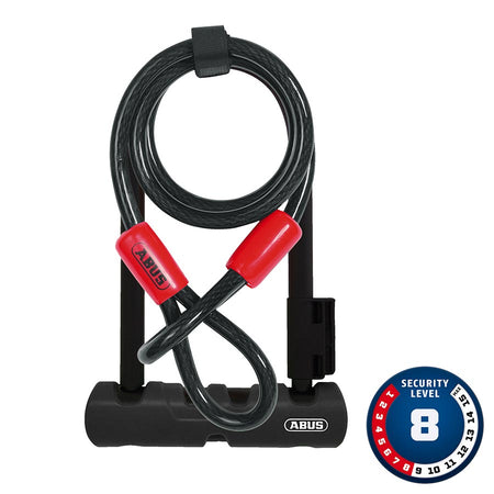 Abus Ultra 410 Mini + Cobra Loop Lock, 15.0cm x 18.0cm, 5.9'' x 7.1'', SH34, Black; Cable, 10mm, 120cm, 4'