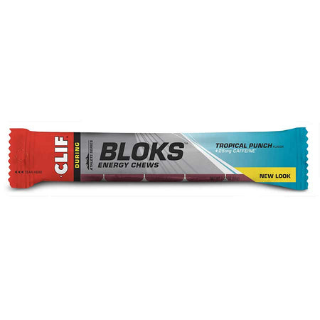 Clif Shot Blok Energy Chews, Tropical punch, Caffeinated, 18pcs