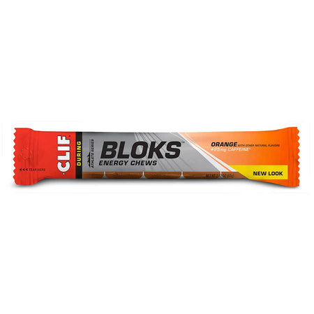 Clif Shot Blok Energy Chews, Orange, Caffeinated, 18pcs