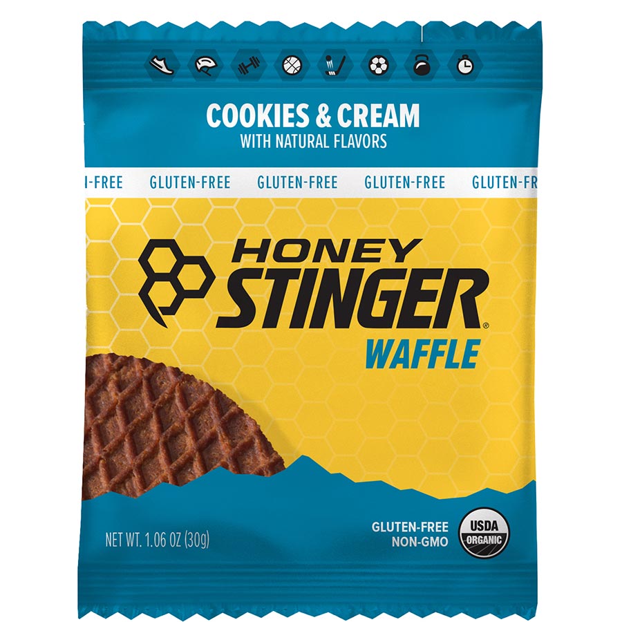 Honey Stinger Gluten Free Waffles, Cookies & Cream, 12pcs