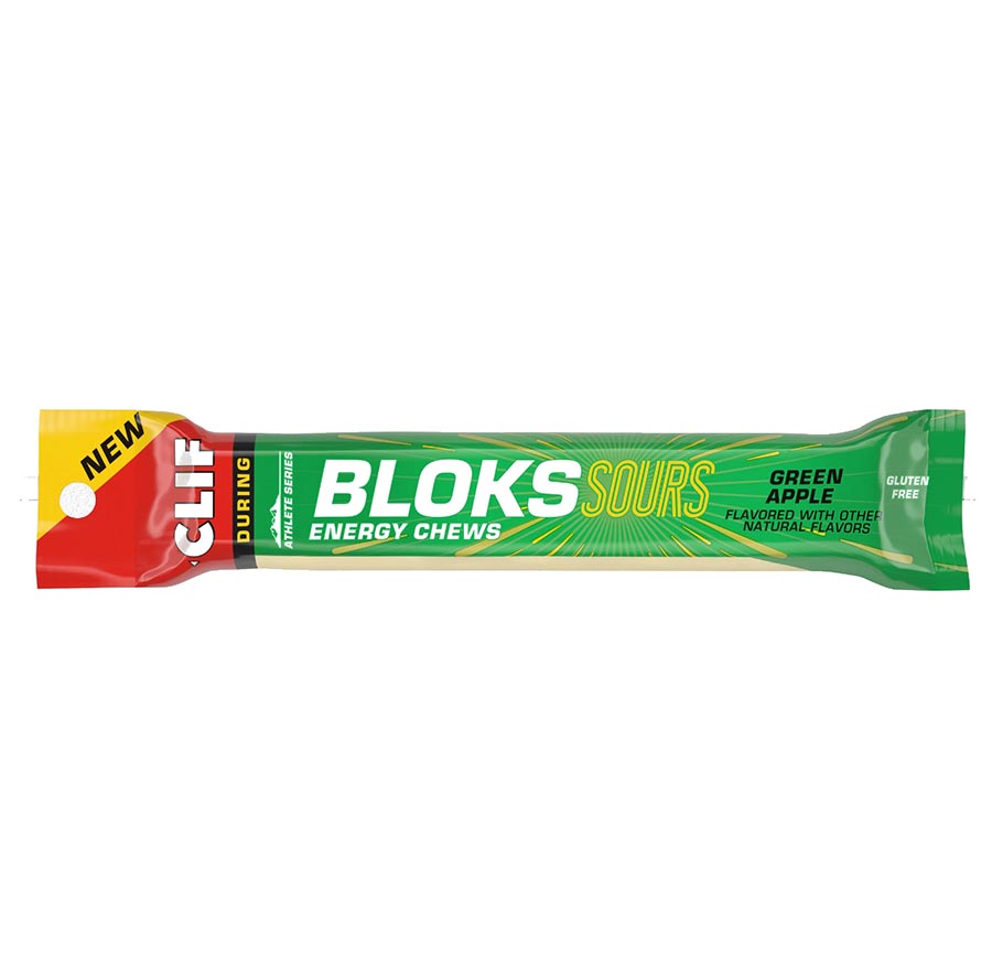 Clif Bloks Sours Energy Chews, Green Apple, 18pcs