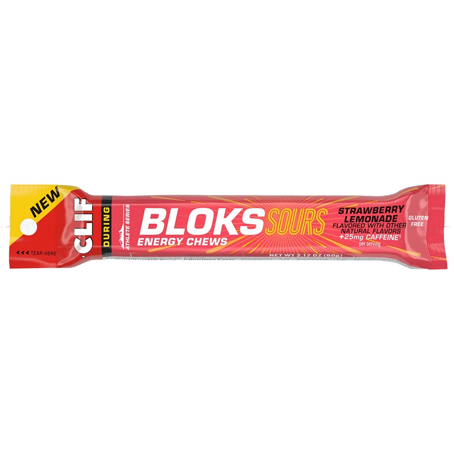 Clif Bloks Sours Energy Chews, Strawberry Lemonade, 18pcs